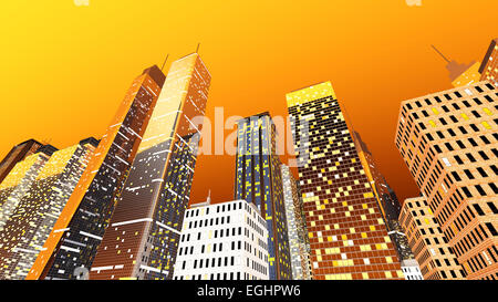 Generic urban architecture and skyscrapers forming a huge city. 3D rendered Illustration. Stock Photo