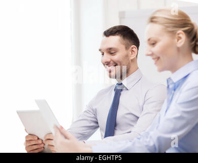 business team working with tablet pc in office Stock Photo