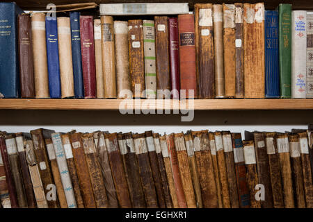 South Georgia, Grytviken, old Norwegian whaler’s church library, books on shelves Stock Photo