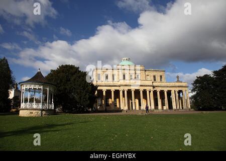 Pittville Pump Rooms, Cheltenham, a Regency spa town in Gloucestershire. The pump rooms were the source of the spa water Stock Photo