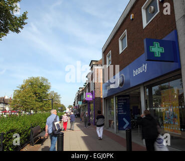 Shopping on the Stratford Road in Shirley, Solihull, West Midlands Stock Photo