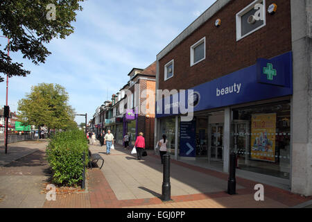 Shopping on the Stratford Road in Shirley, Solihull, West Midlands Stock Photo