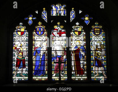 Stained Glass Window In The Chapter House Of Birkenhead Priory, Merseyside, UK Stock Photo