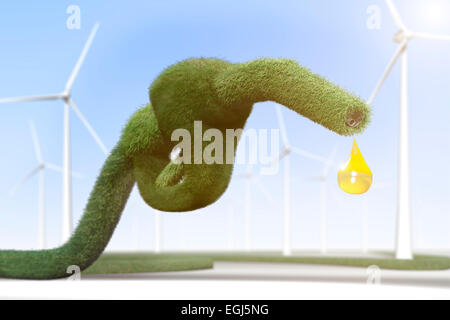 3d, CGI, [M], symbol, energy, petrol, fuel, wind energy, wind turbines, fuel nozzle, Stock Photo
