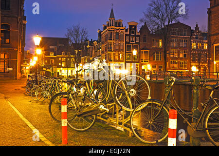 City scenic from Amsterdam in the Netherlands by night Stock Photo