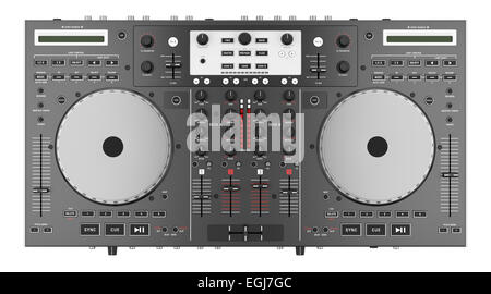 top view of dj mixer controller isolated on white background Stock Photo