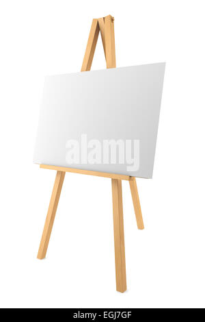 Painting stand wooden easel with blank canvas poster sign board isolated on  concrete texture background, 3d rendering Stock Photo