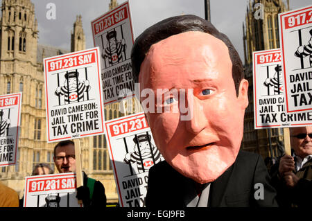 London, UK. 25th February, 2015. Demonstration organised by AVAAZ (The World In Action) in Westminster against tax dodging. 'Jail Time for Tax Crime'. Credit:  PjrNews/Alamy Live News Stock Photo