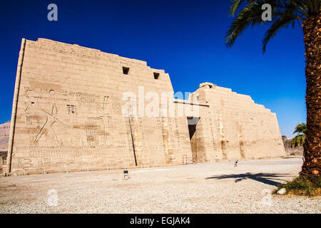 The first pylon of the temple of Medinet Habu in Egypt. Stock Photo