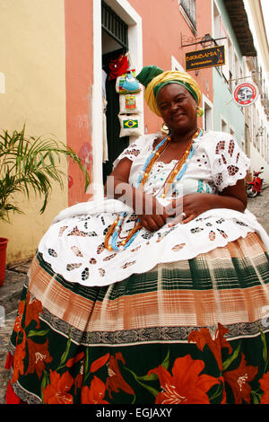 Traditional Dress of Bahia Woman in Salvador, Brazil