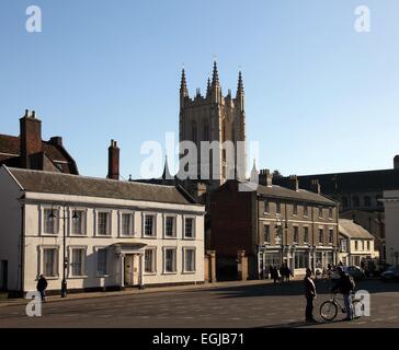 St Edmundsbury Cathedral, viewed from the town of Bury St Edmunds, Suffolk. Stock Photo