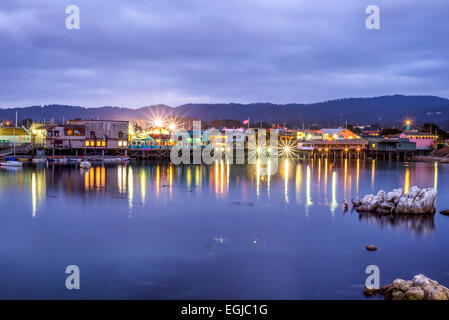 Fisherman's Wharf and Monterey Bay photographed in the evening. Monterey, California, United States. Stock Photo