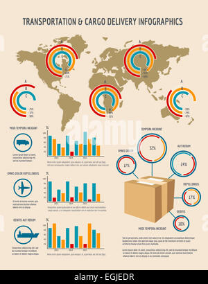 Infographic template for transportation or cargo delivery business projects Stock Photo