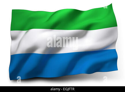 Sierra Leone flag waving isolated on white transparent background Stock ...
