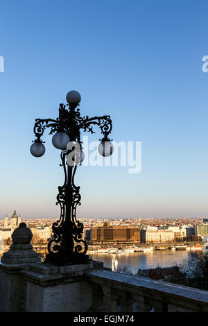 Old beautiful lantern in Budapest at summer day. Hungary. Stock Photo