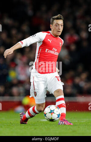 London, UK. 25th Feb, 2015. Champions League Football. Arsenal versus AS Monaco. Arsenal's Mesut Ozil in action Credit:  Action Plus Sports/Alamy Live News Stock Photo