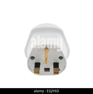 EU to UK converter plug adapter isolated Stock Photo