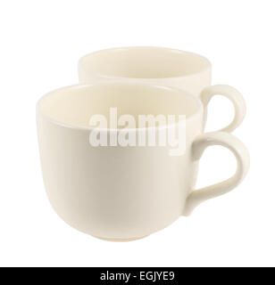 Two ceramic cream colored cups composition Stock Photo