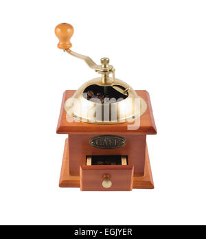 Manual coffee bean mill grinder isolated Stock Photo