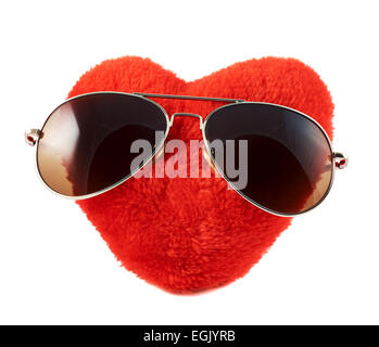 Red heart in a sunglasses Stock Photo