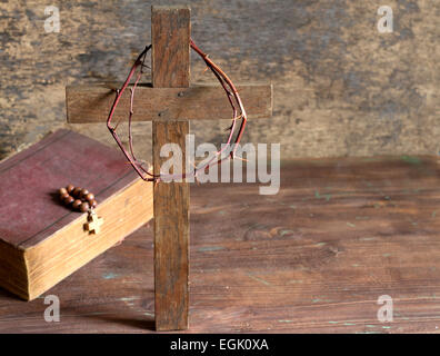 Crown of thorns and cross abstract religion concept Stock Photo