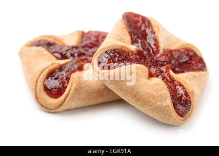 Jam filled cream cheese cookies isolated on white Stock Photo