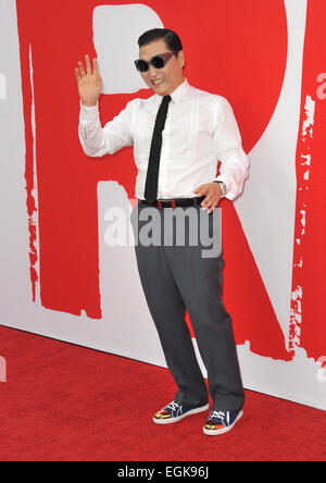 LOS ANGELES, CA - JULY 11, 2013: Psy at the Los Angeles premiere of 'Red 2' at the Westwood Village Theatre. Stock Photo