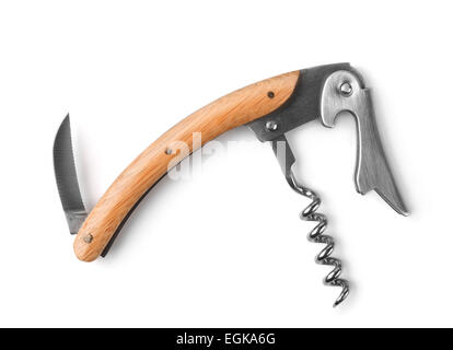Multi purpose sommelier knife isolated on white Stock Photo
