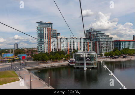 Emirates cable car from the north side at royal docks Stock Photo