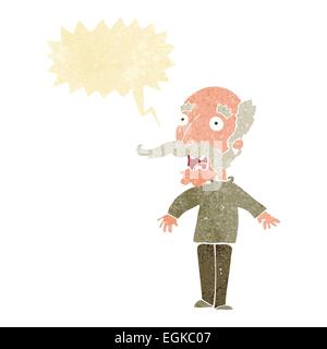 cartoon old man gasping in surprise with speech bubble Stock Vector