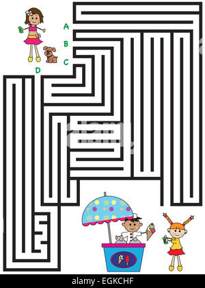 illustration with game for children : maze Stock Photo