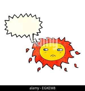 cartoon sad sun with speech bubble Stock Vector