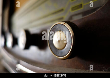 An old tube radio receiver dial Stock Photo