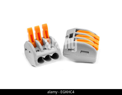 spring type terminal block, screwless connectors. Stock Photo