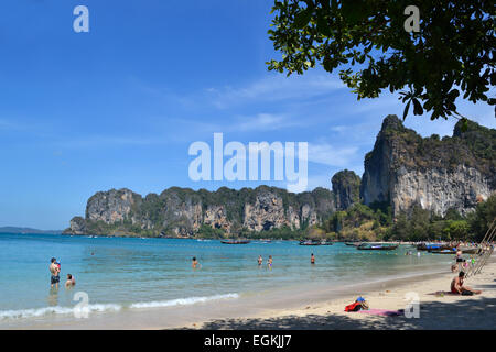 View from Railay Beach near Krabi Andaman coast Thailand Stock Photo