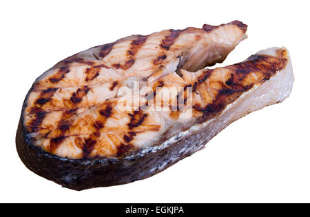 salmon steak isolated on white background Stock Photo
