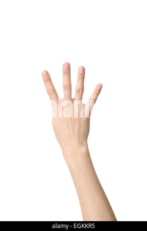 hand sign of number four, isolated on white Stock Photo