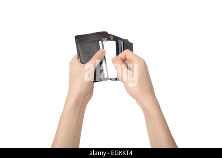 taking a card out of a wallet, isolated on white Stock Photo