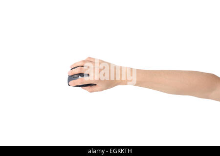 hand holding wireless mouse, isolated on white Stock Photo