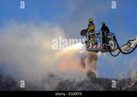 Newtownabbey, Northern Ireland. 9th Nov 2013 - A closed Presbyterian school has been destroyed in suspected arson attack. It is not clear if it was sectarian in motive. Stock Photo