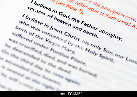 The Apostle's Creed from the Church of England Book of Common Worship Stock Photo