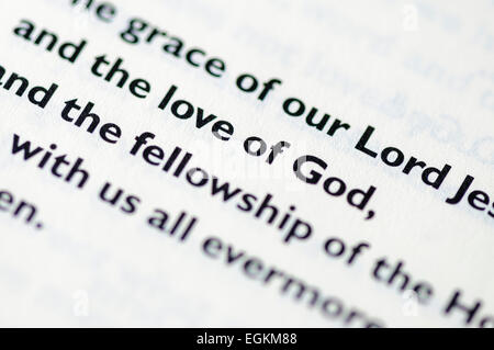 The Grace Prayer (2 Corinthians 13:14) from the Church of England Book of Common Worship Stock Photo