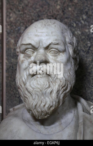 Socrates (470/469-399 BC). Athenian philosopher. Portrait. Roman copy 2nd century AD after a Greek original from the 4th century Stock Photo