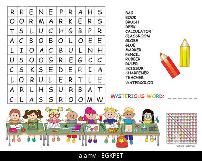 Illustration with game for children : crossword. Stock Photo