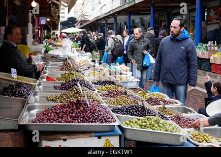 greece athens athinas street a shop selling olives Stock Photo