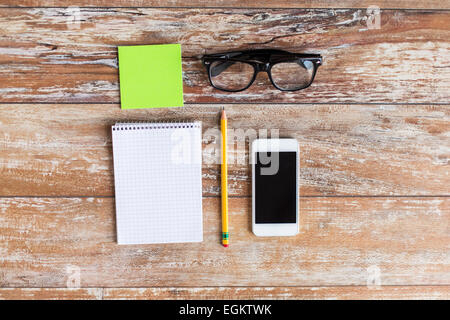 close up of office stuff on table Stock Photo
