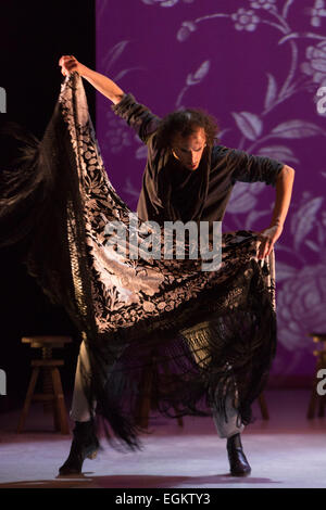 Hugo Lopez performing. Pictured: Ballet Flamenco de Andalucía perform 'Las Cuatro Esquinas' from their production 'Images: 20 Years' during the Flamenco Festival London 2015 at Sadler's Wells Theatre. The show runs from 20-21 February with the festival running from 16 February to 1 March 2015. Stock Photo