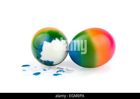 easter eggs peeled Stock Photo