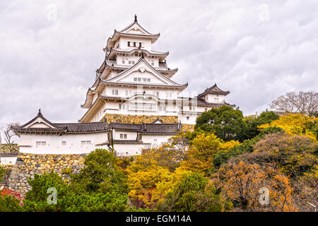 Himeji Castle, also called White Heron Castle, in autumn season, Japan. Stock Photo