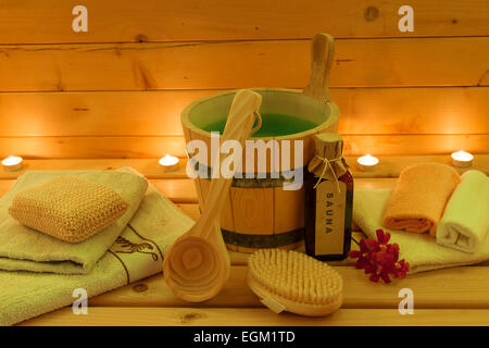Sauna and Accessories Set Stock Photo